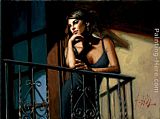 Saba at Las Brujas II Paintings - Saba on the Balcony VIII by Fabian Perez